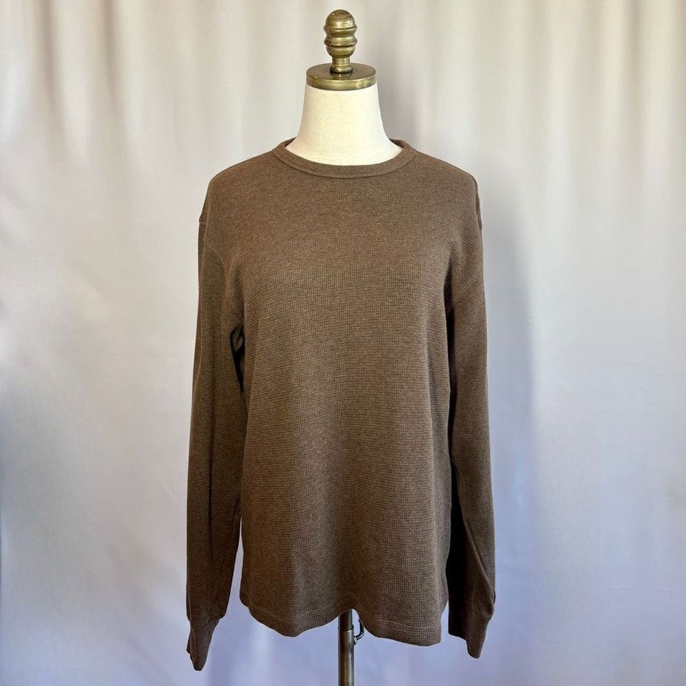 Anchor Blue Brown Thermal Long Sleeve Shirt Medium Retro 90’s Grunge Layering